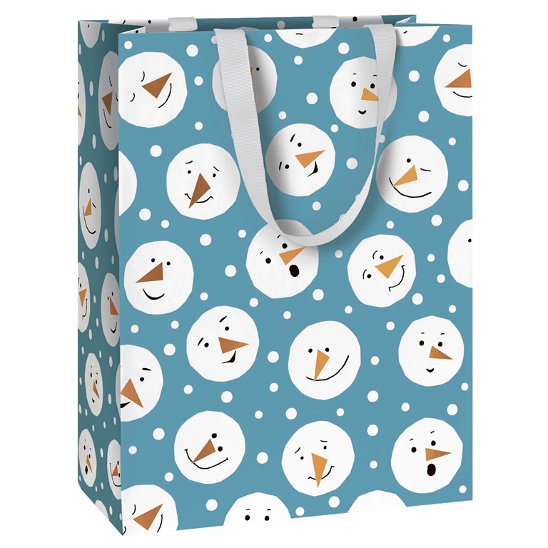 Gift bag with snowmen blue