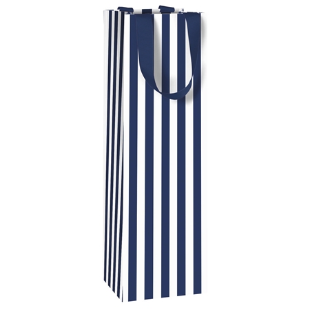 Wine gift bag blue stripes