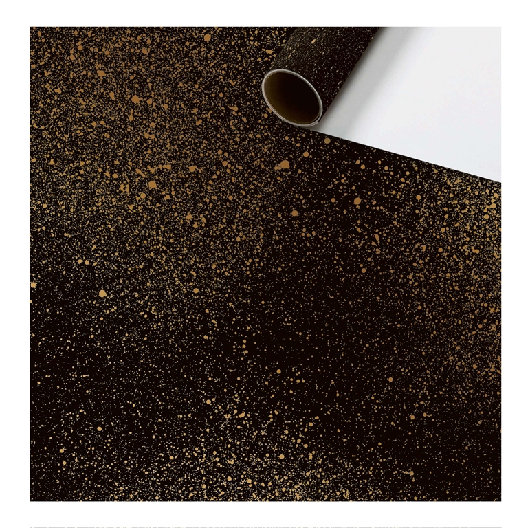 Wrapping paper black with gold spray marks
