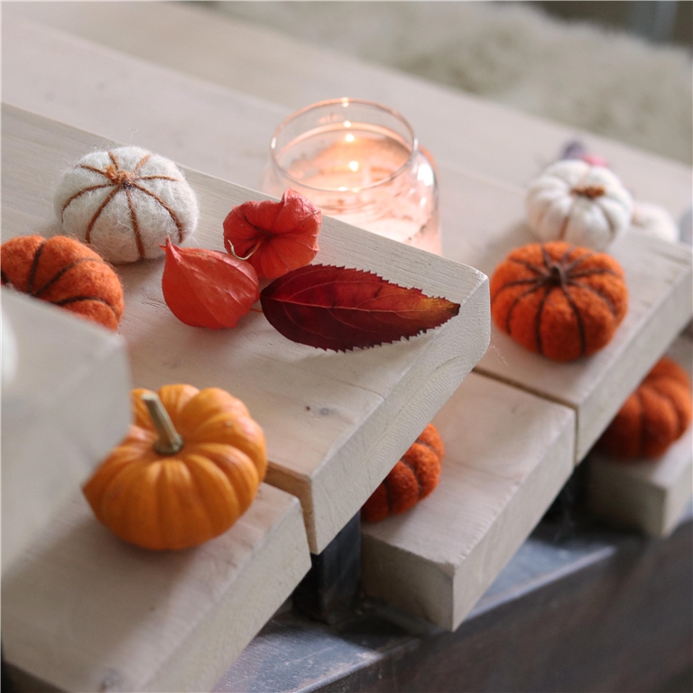 Felt orange pumpkin from a sheltered workshop