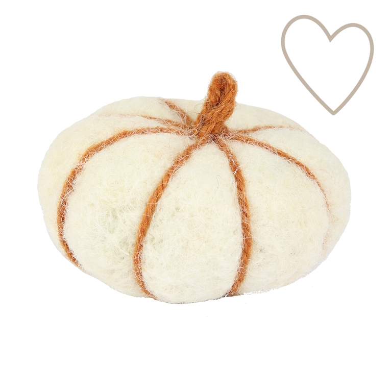 Felt beige pumpkin from a sheltered workshop