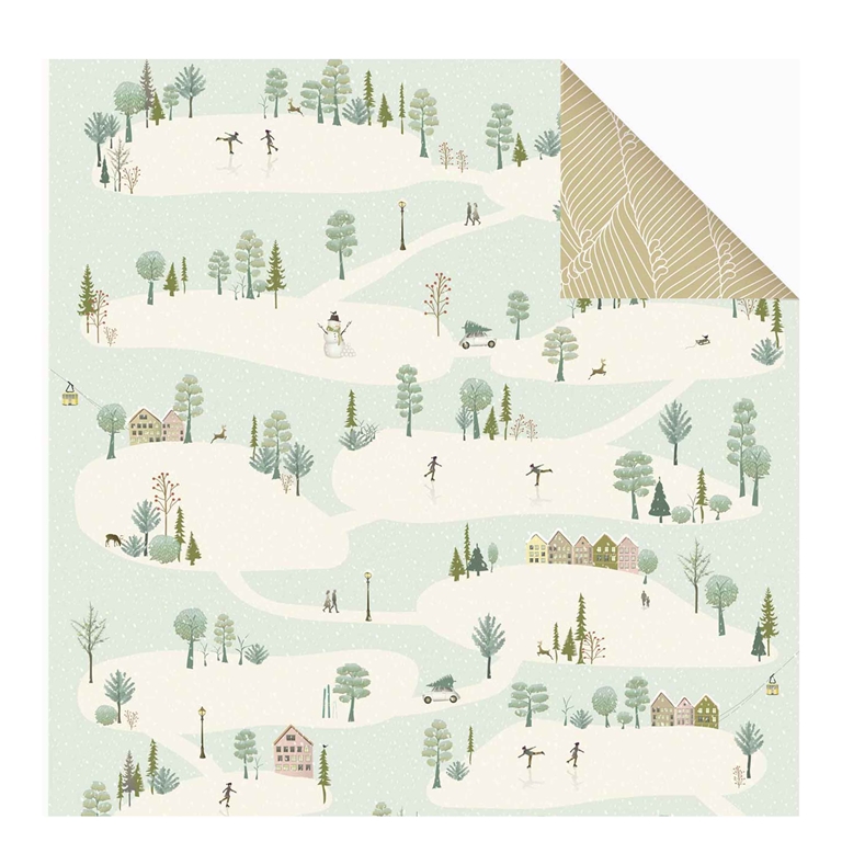 Reusable gift paper with winter landscape