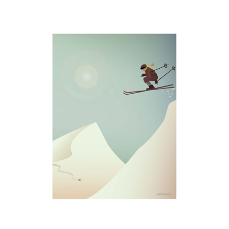 Postcard with retro skier