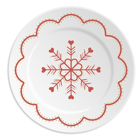 Porcelain plate with red snowflake