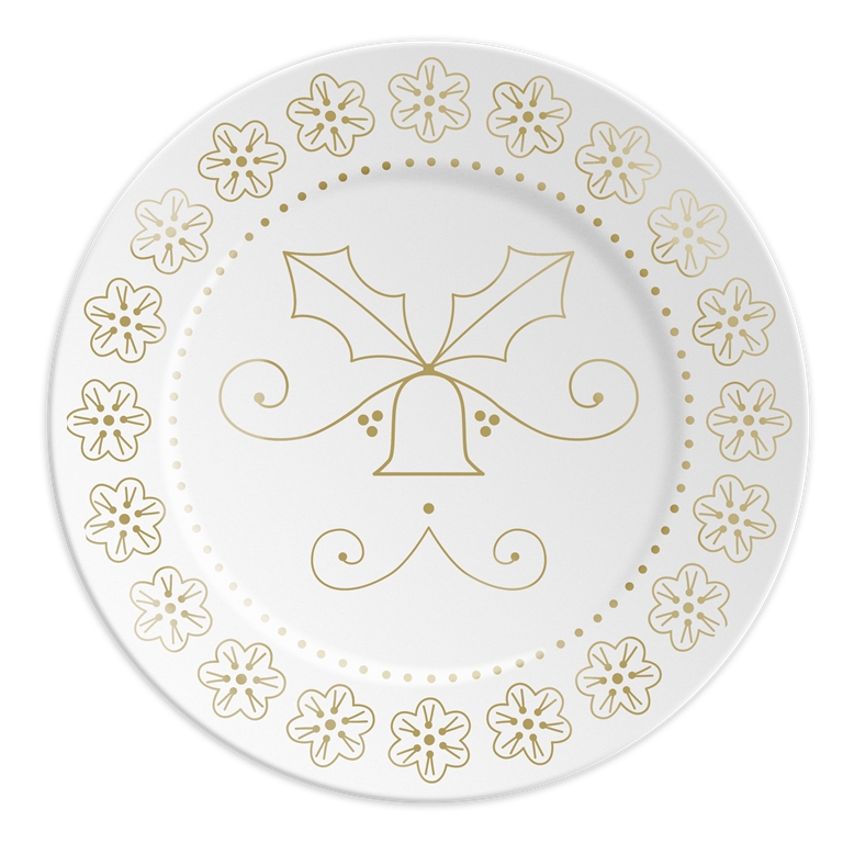 Porcelain plate with a golden bell