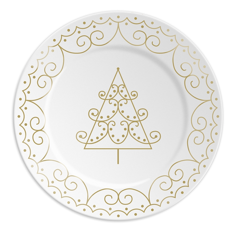 Porcelain plate with gold tree