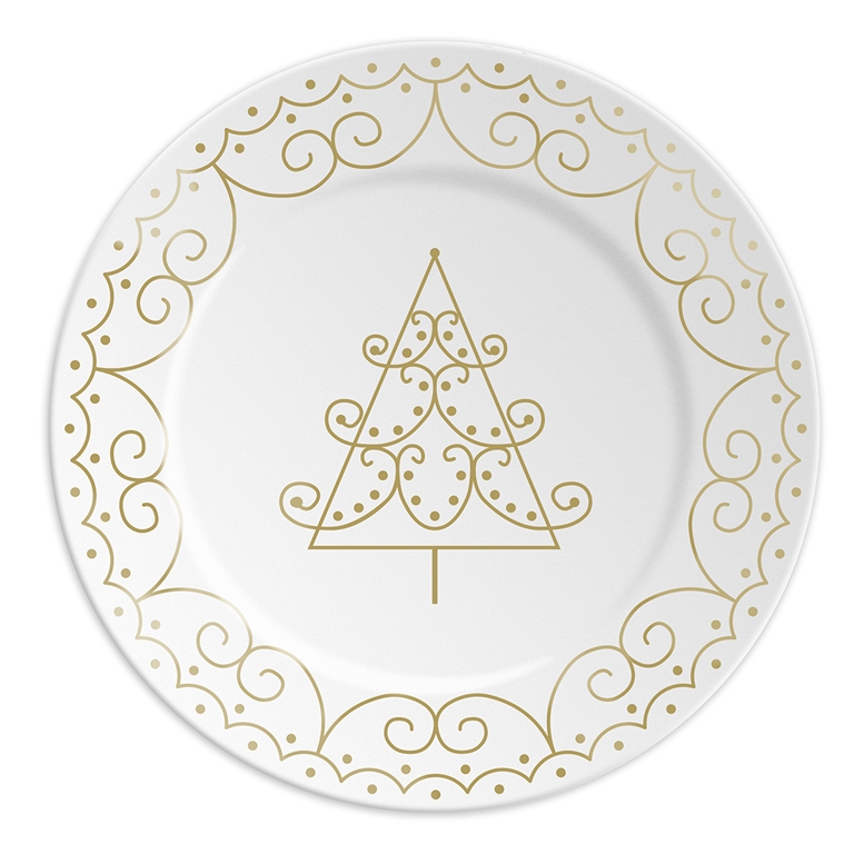 Porcelain plate with gold tree