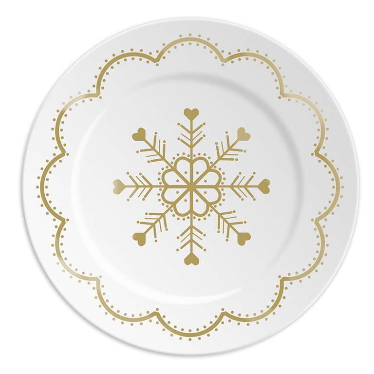 Porcelain plate with gold snowflake