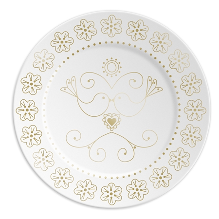 Porcelain plate with two golden birds