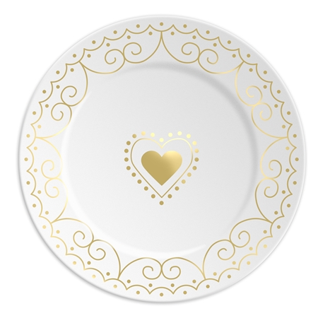 Porcelain plate with golden heart