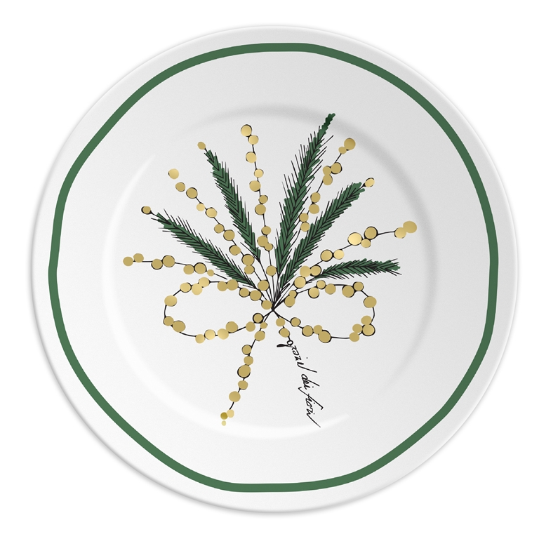 Porcelain plate with green needles