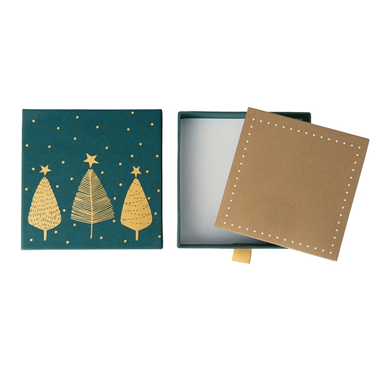 Dark green gift box with tree décor