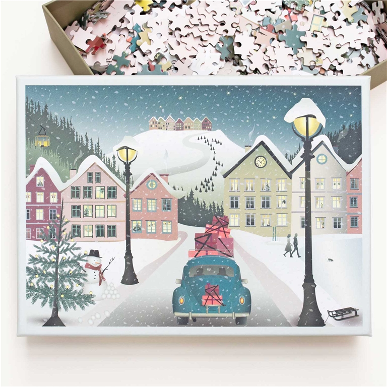 Design puzzle with winter town 1000 pcs