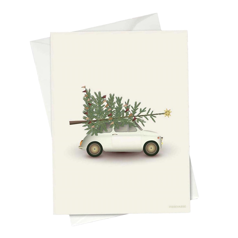 Greeting card Car with tree