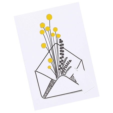Greeting card with a tag with flowers