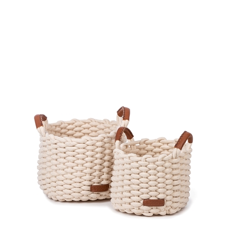 Set of knitted baskets cream color
