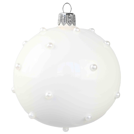 White Matte Bauble with white beads