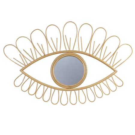 Rattan eye-shaped mirror with eyelashes
