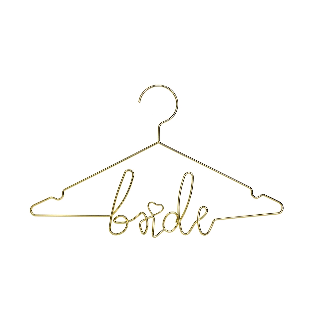 Golden coat hanger for the bride