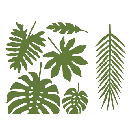 Set of decorative tropical leaves