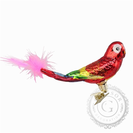 Christmas red budgie ornament
