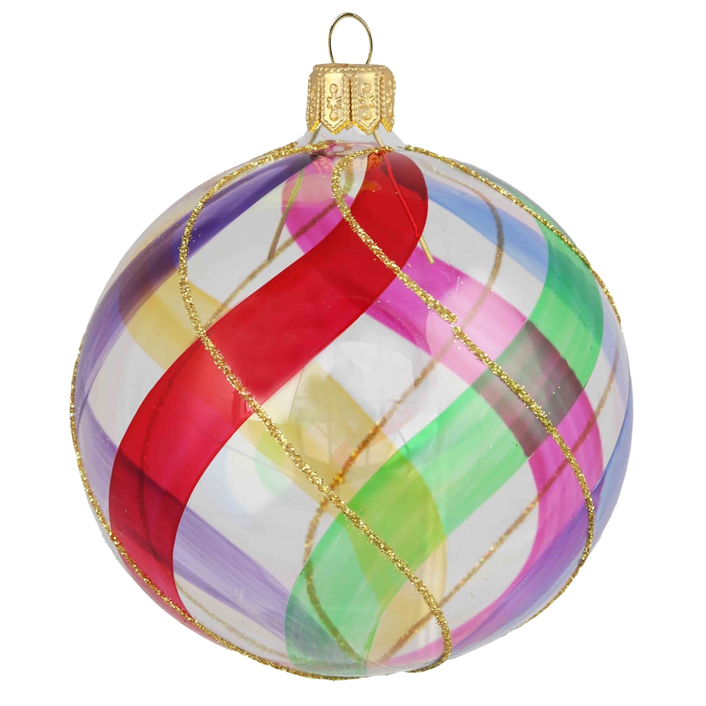 Rainbow glass ornament with stripes