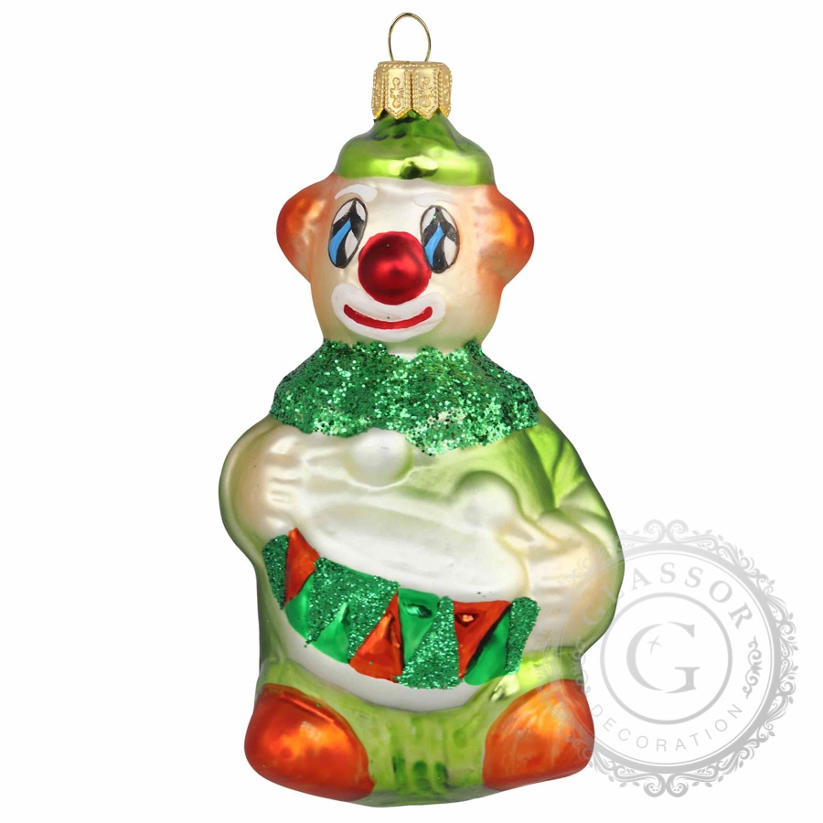 Clown with drum Christmas ornament