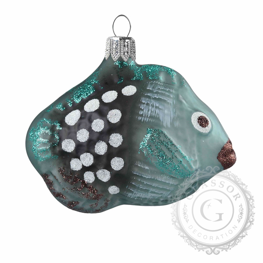 View of Blue glass fish with decor | Decor-by-Glassor.cz