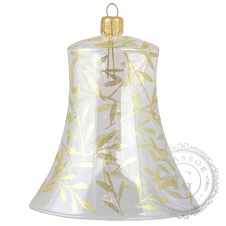 Clear Christmas bell with golden twig décor 