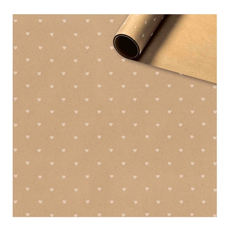 Wrapping paper rustic brown with hearts
