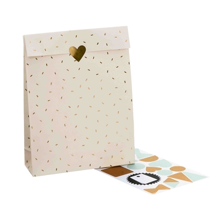 Set of beige gift bags with stickers