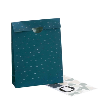 Set of blue gift bags with stickers