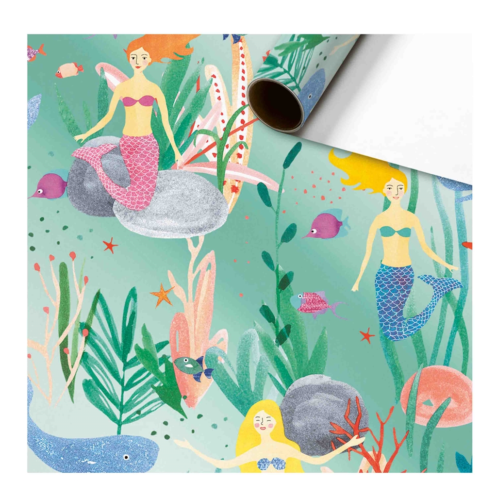 Wrapping paper with mermaids