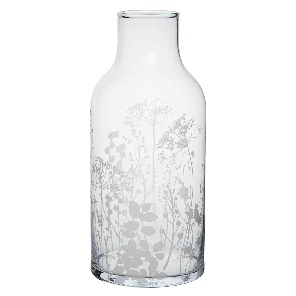 Clear vase with meadow flowers motif