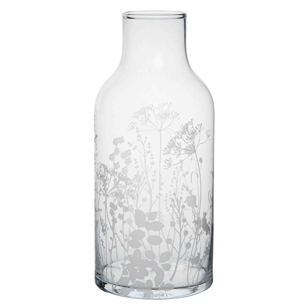 Transparent vase with meadow flower motif