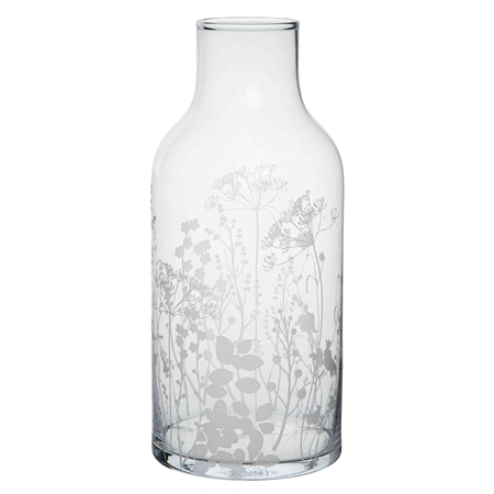 Clear vase with meadow flowers motif