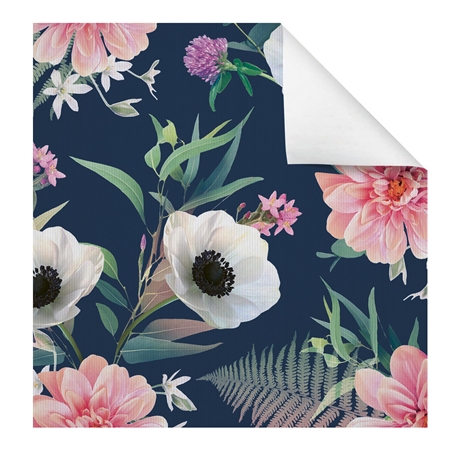 Wrapping paper dark blue flowers sheet