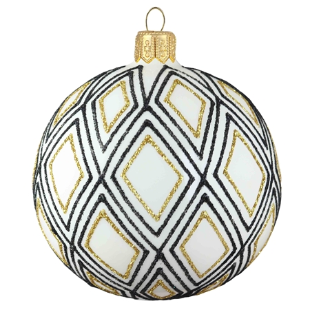 Glass Christmas ball with rhombus decor