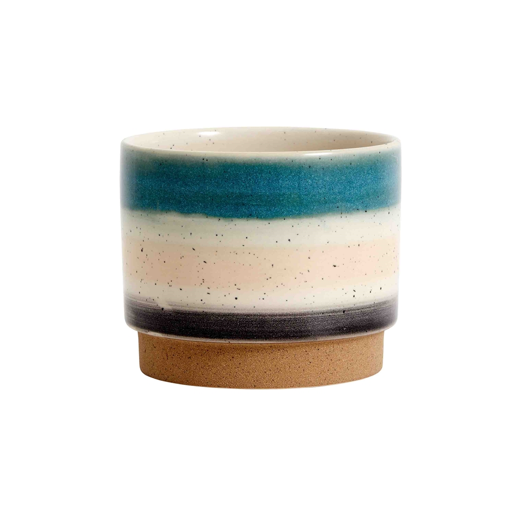 Striped ceramic flowerpot