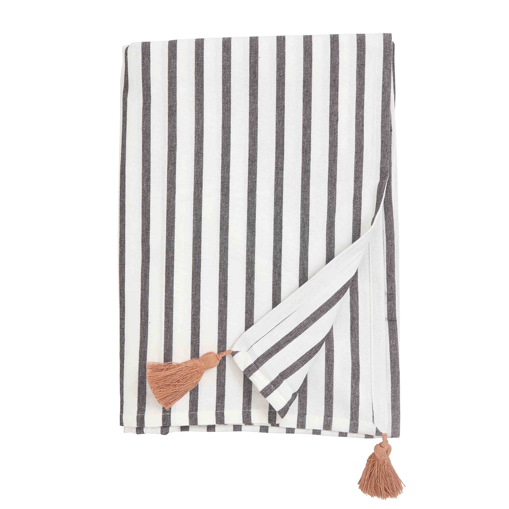 Striped tablecloth with fringes
