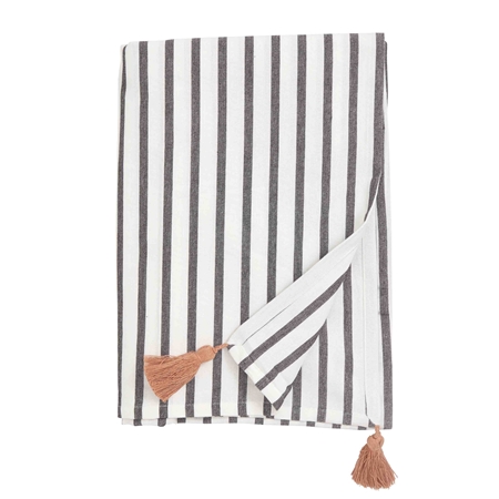 Striped tablecloth with fringes