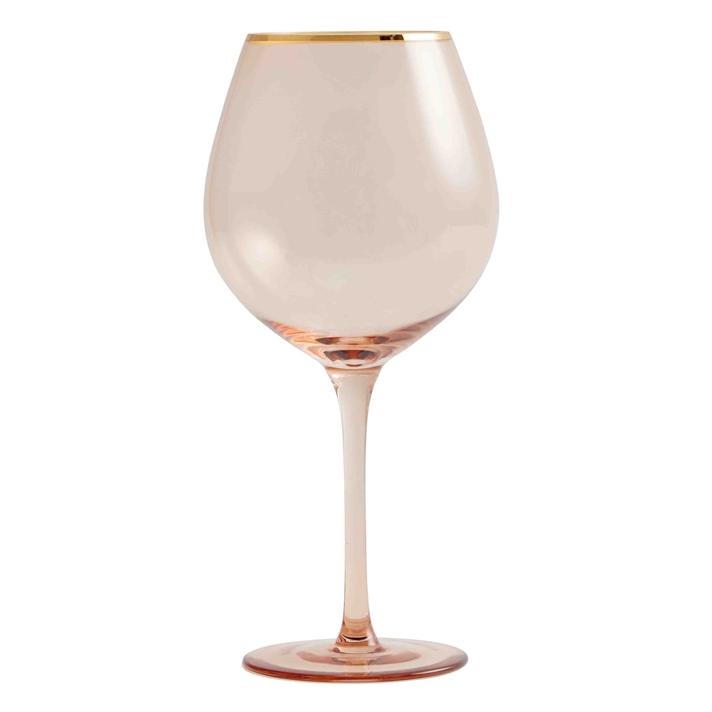 Pink wine glass with a golden edge