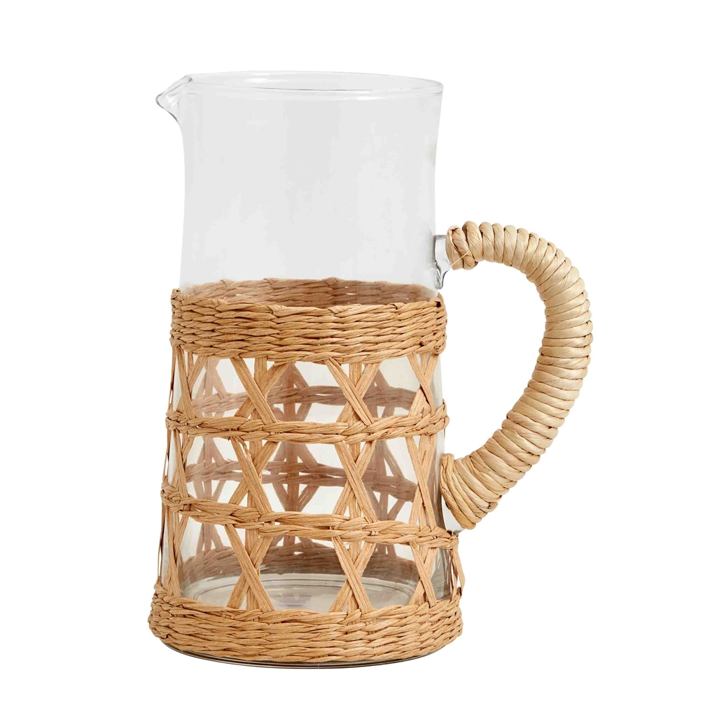 Braided rattan jug with an ear