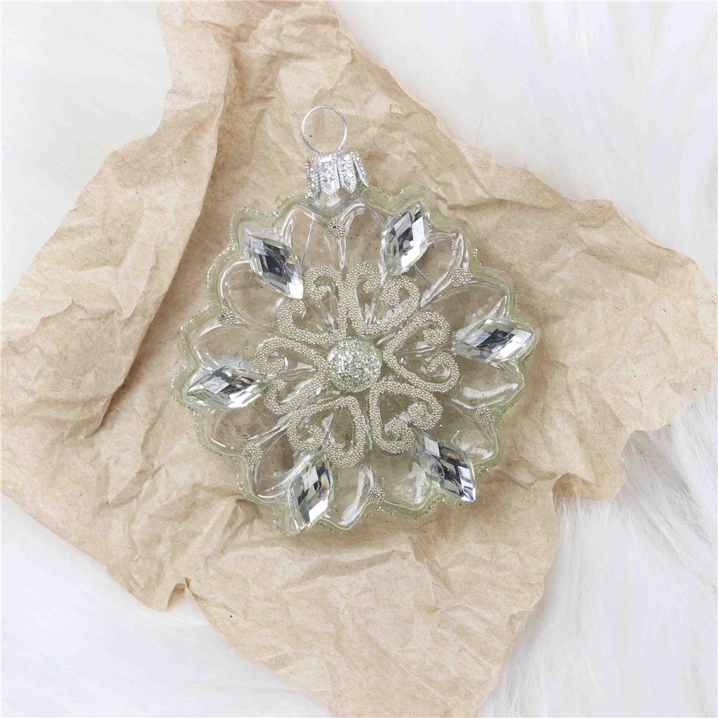 COLLECTIBLE glass snowflake ornament with rhinestones
