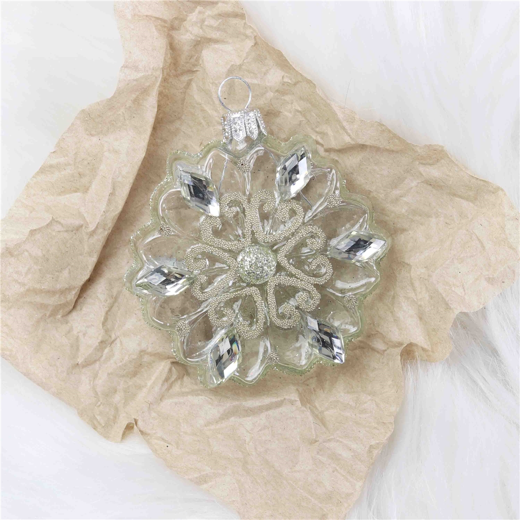 COLLECTIBLE glass snowflake ornament with rhinestones