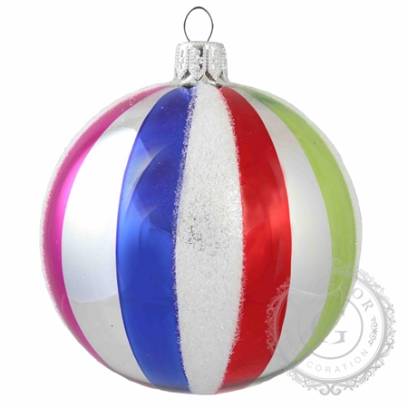 Glass ball with colored stripes