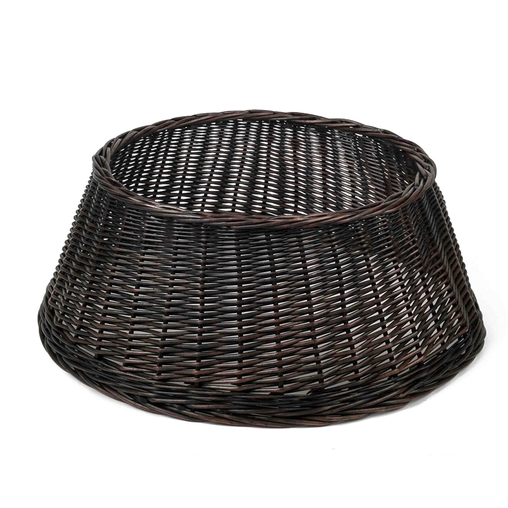 Wicker cover for Christmas tree stand dark brown