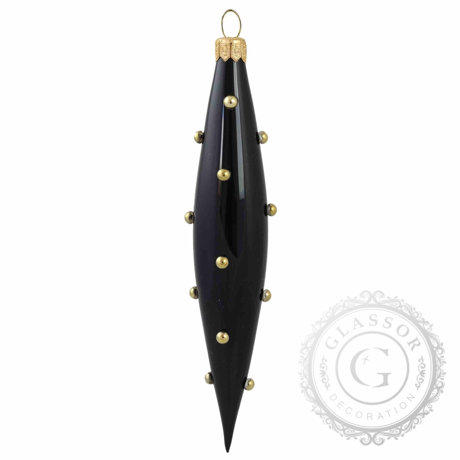 Black drop with gold beads