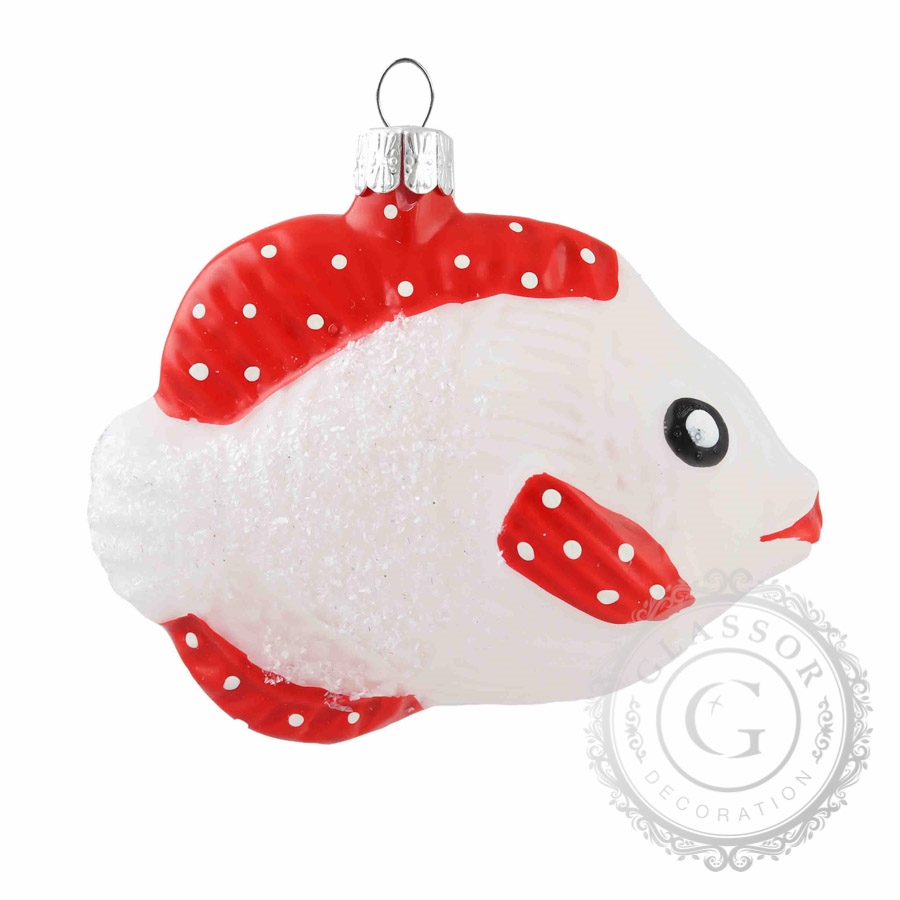 Red-and-white glass fish