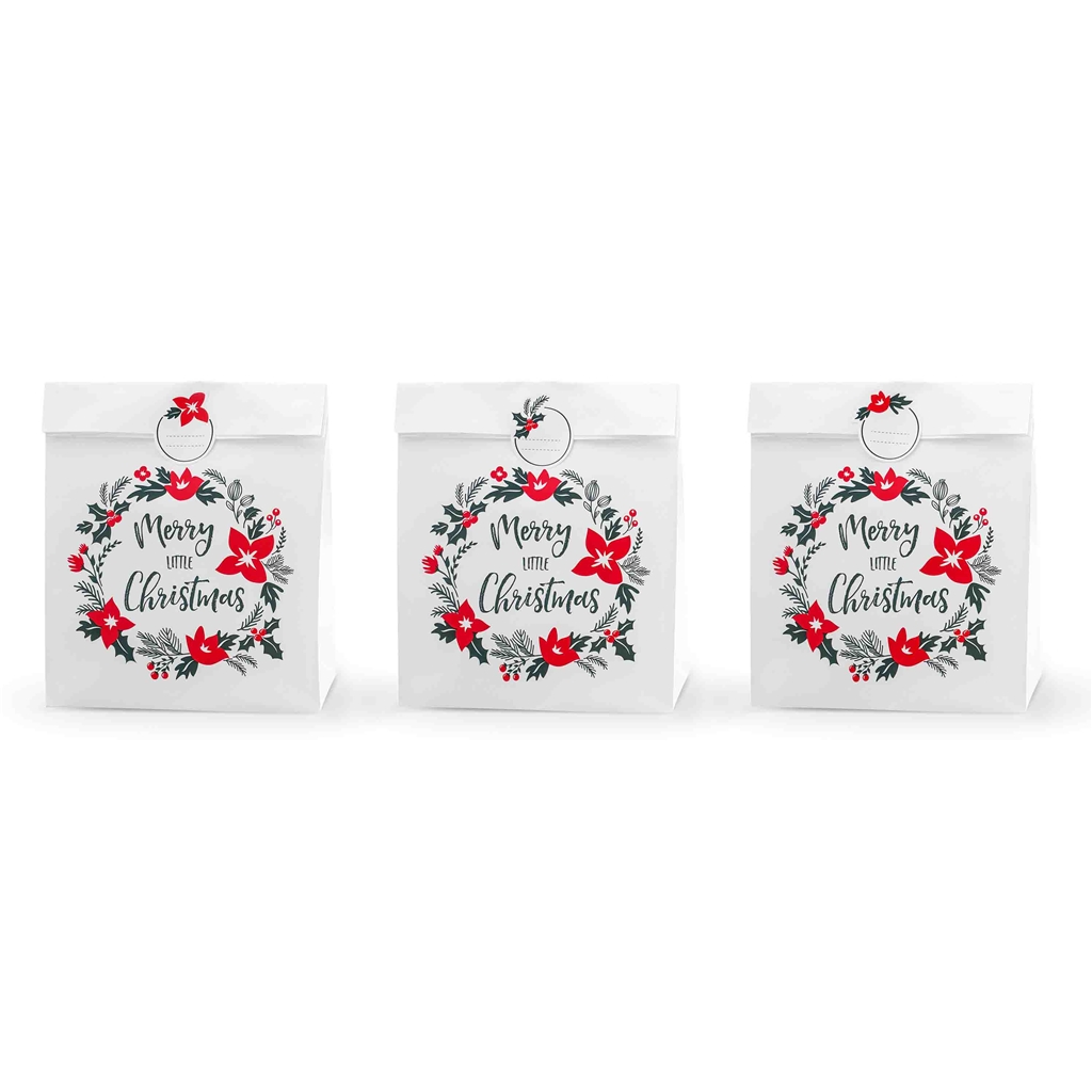 White Merry Christmas gift bags